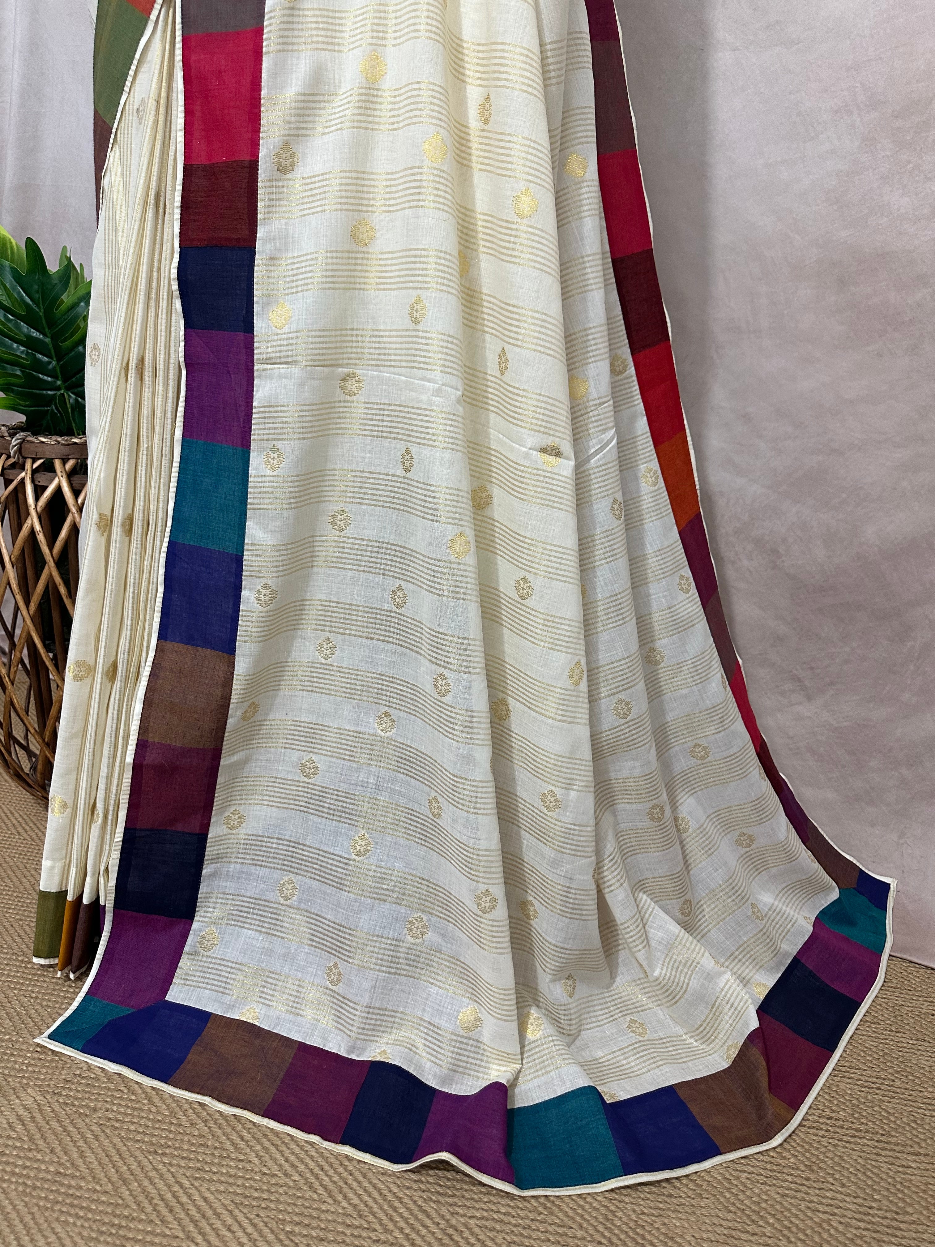 Madras kattam set saree with stitched blouse