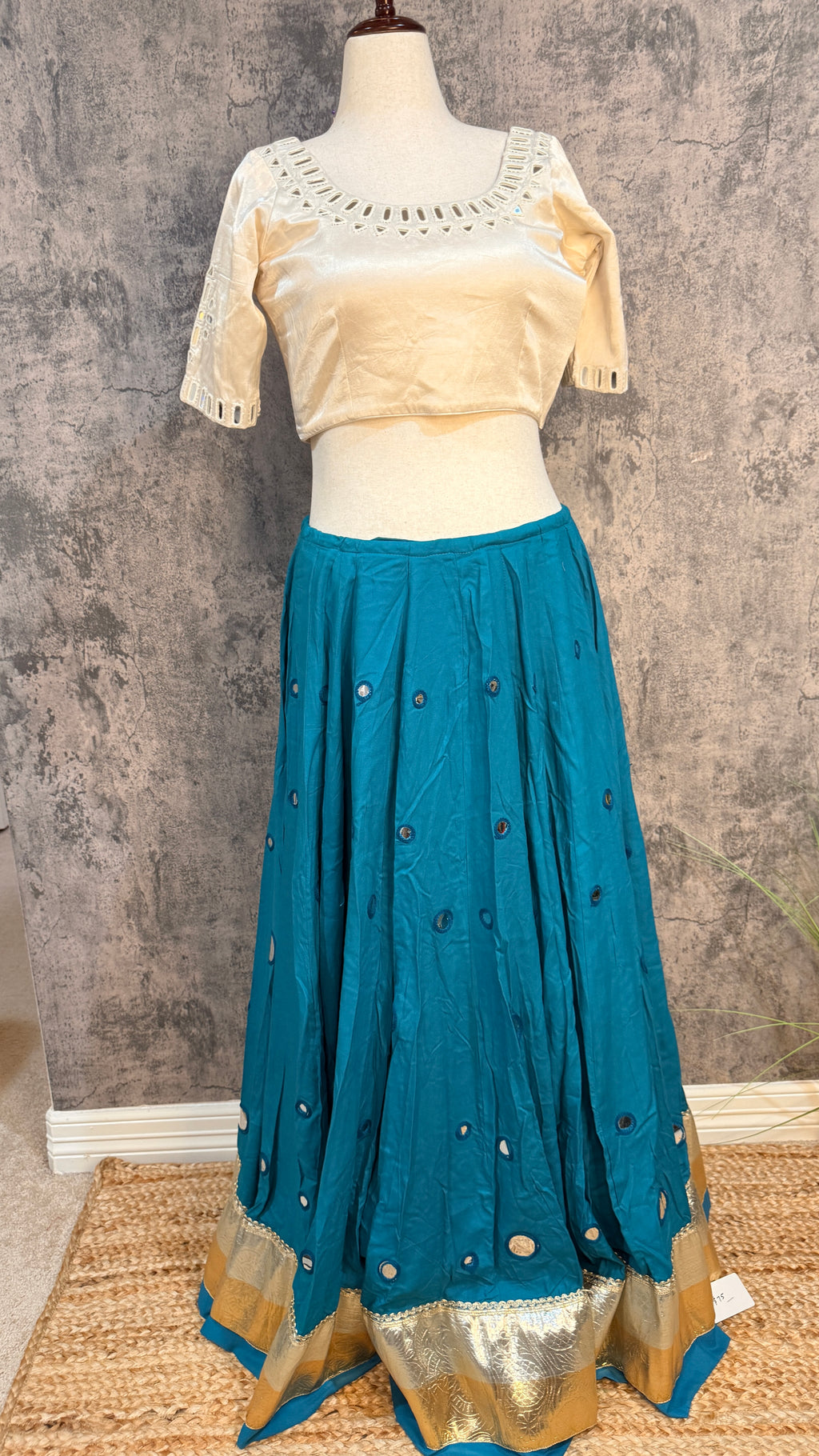 8 m flare navrathri skirt with foil mirror