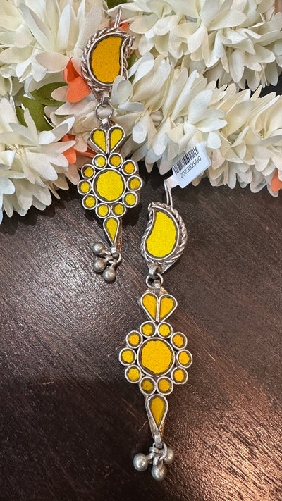 Afgani earring with yellow glass stones
