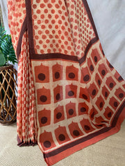 Vanaspati Ajrakh cotton sarees with hand block print with natural dye