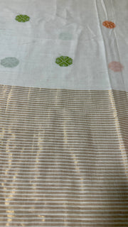 Handloom cotton saree with multicolor butta, with BP