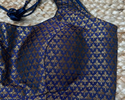 Navy blue brocade blouse