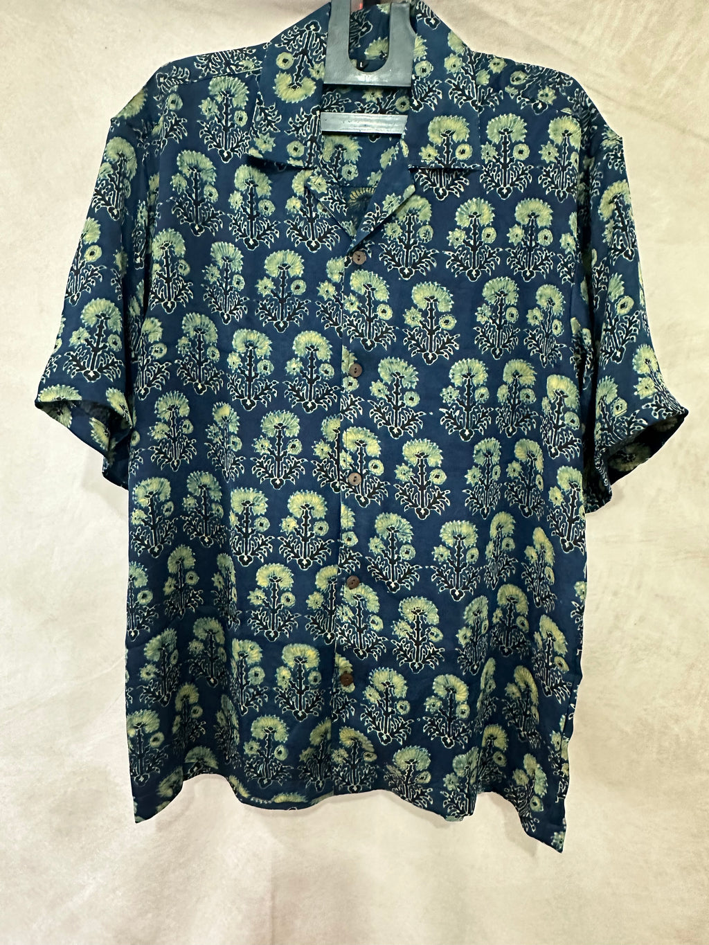 Ajrakh handblock printed Cuban colar shirts in pure modal silk