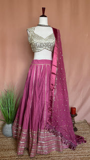 Blush pink 10 m flare skirt for garba with Dupatta