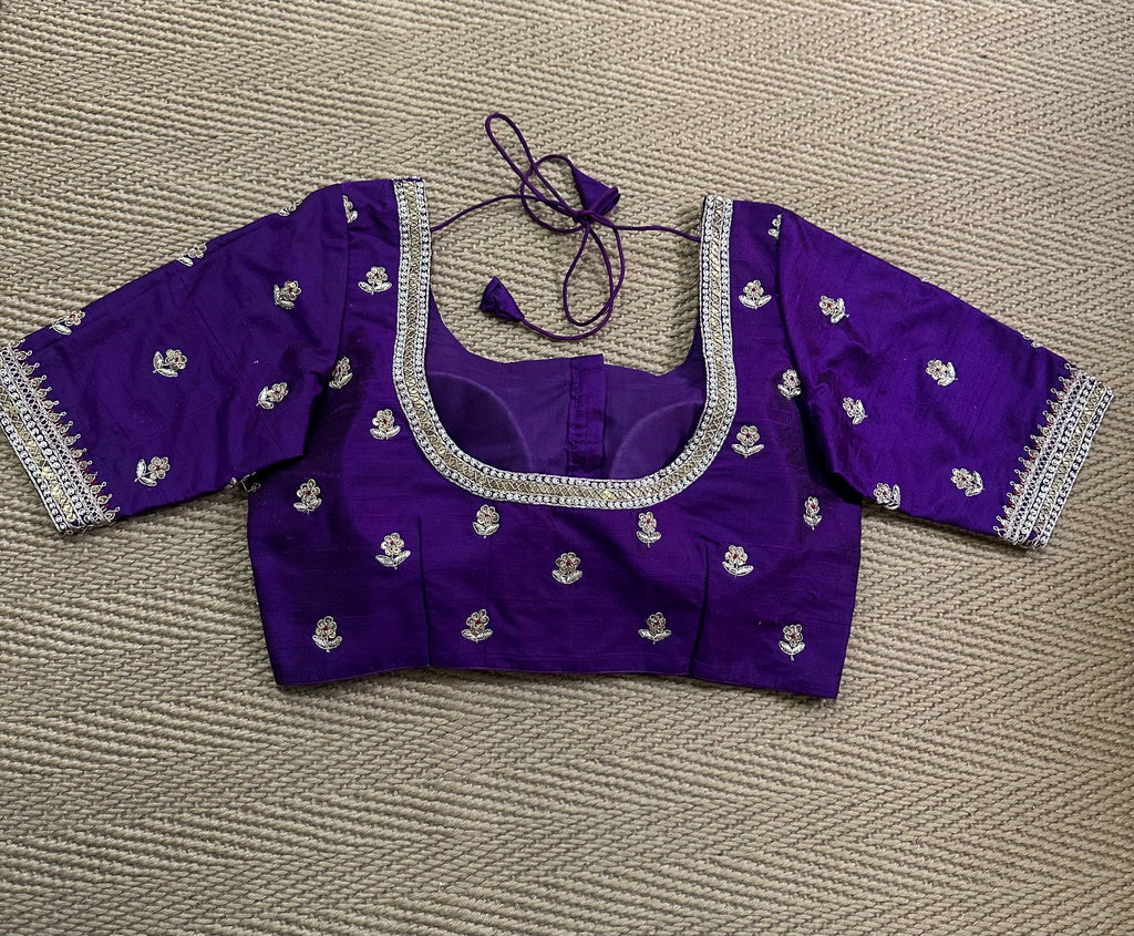 Pure Raw silk designer blouse with hand embroidery