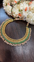 Designer inspired necklace with green kemp stones