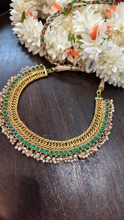 Designer inspired necklace with green kemp stones