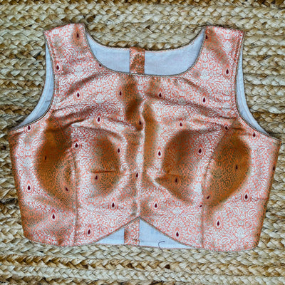 Peach banarsi brocade crop top