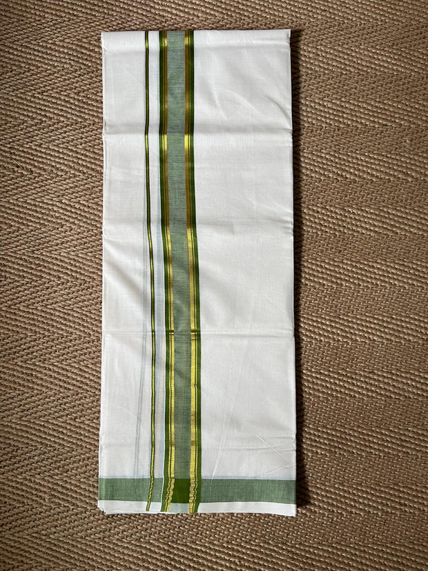 Green with gold border mundu