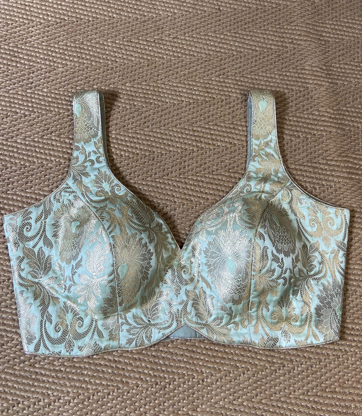 Pista green banarsi brocade blouse