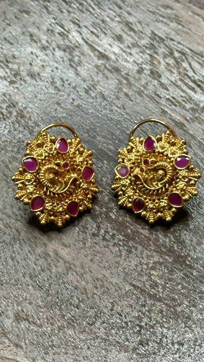 Nakshi ruby stone stud earrings