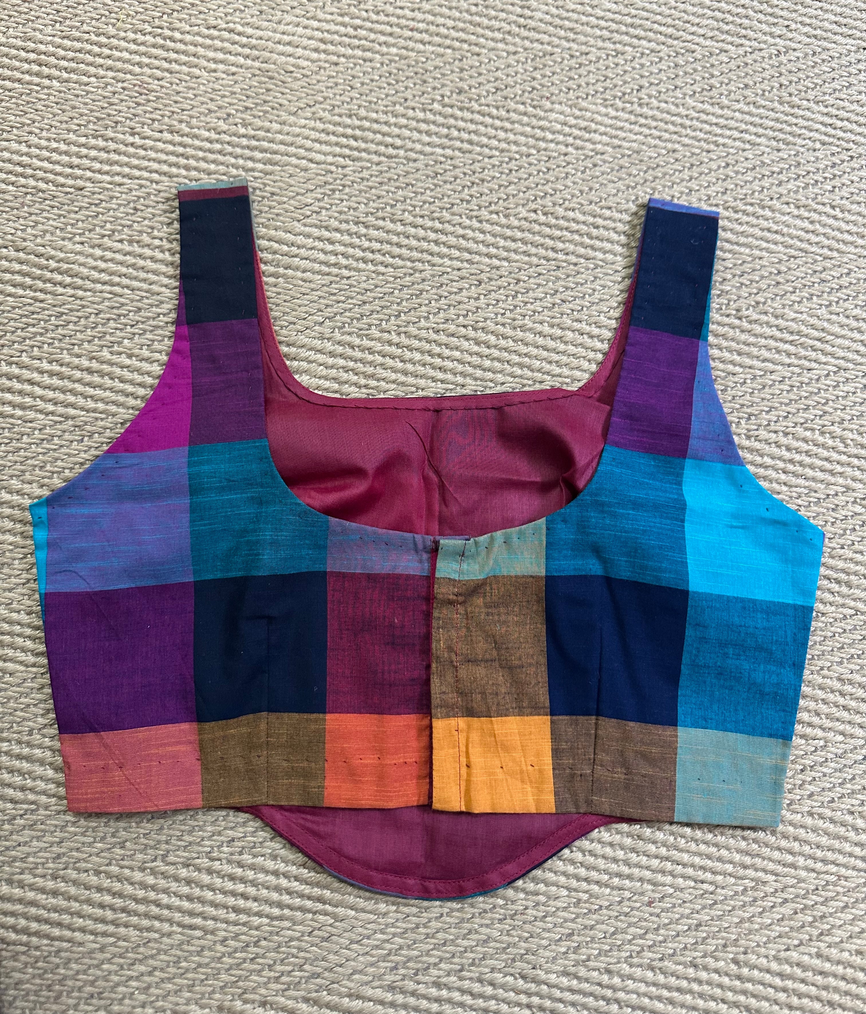 Madrass kattam sleeveless cotton blouse, back open