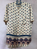 Ajrakh handblock printed Mandarin colar shirts in pure modal silk