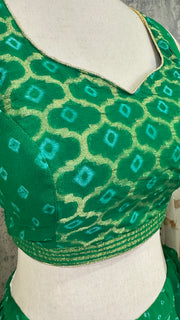 Green bandhini Crepe lehanga