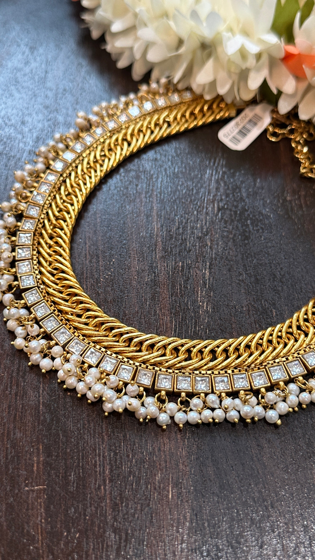 Designer inspired necklace with white kemp stones