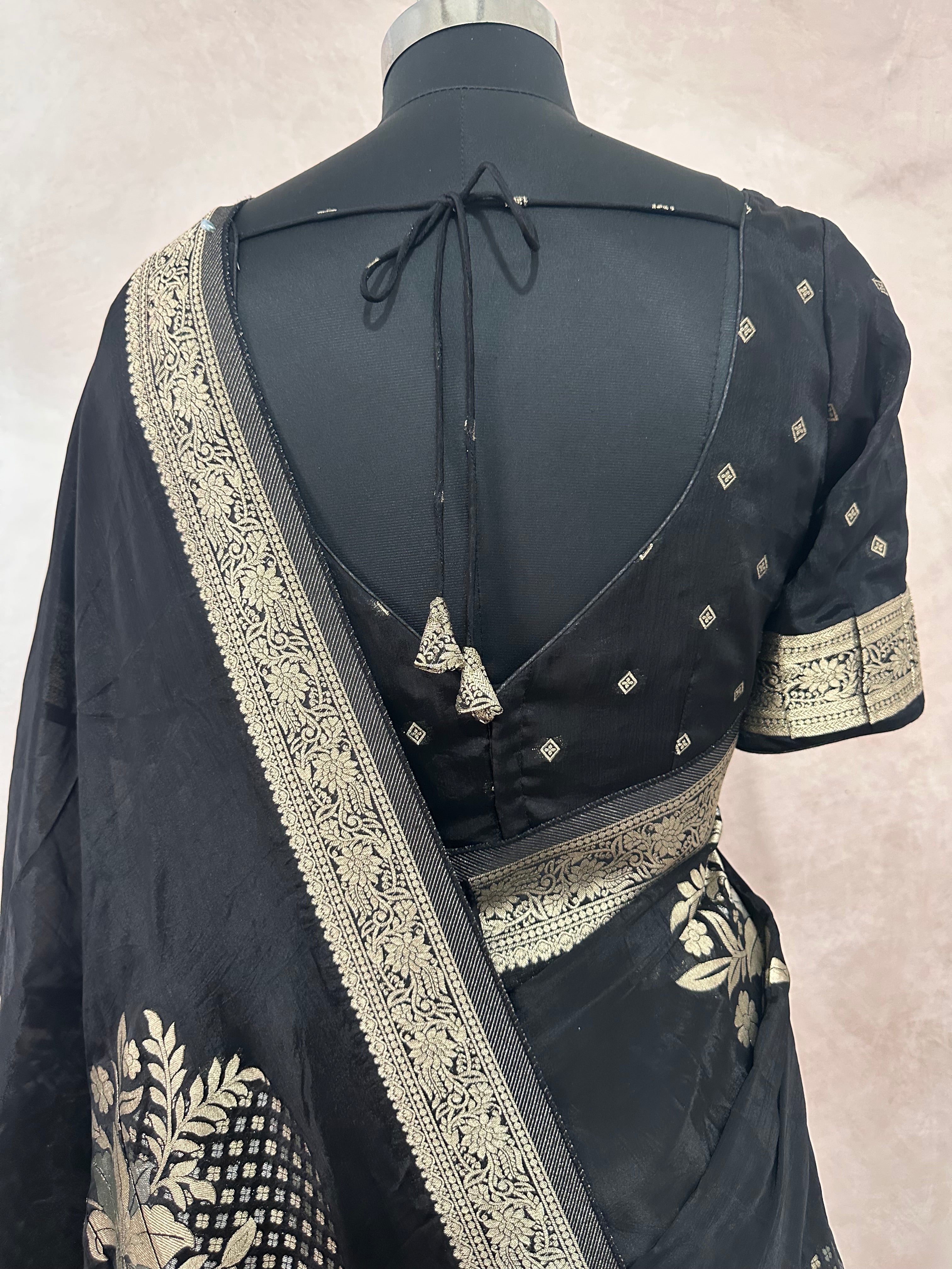 Crepe georgette saree with stitched blouse