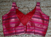 Pink brocade banarsi sleeveless blouse