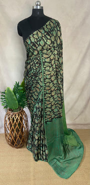 Nashpal Tussar by modal silk saree with hand block print with natural dye, with BP