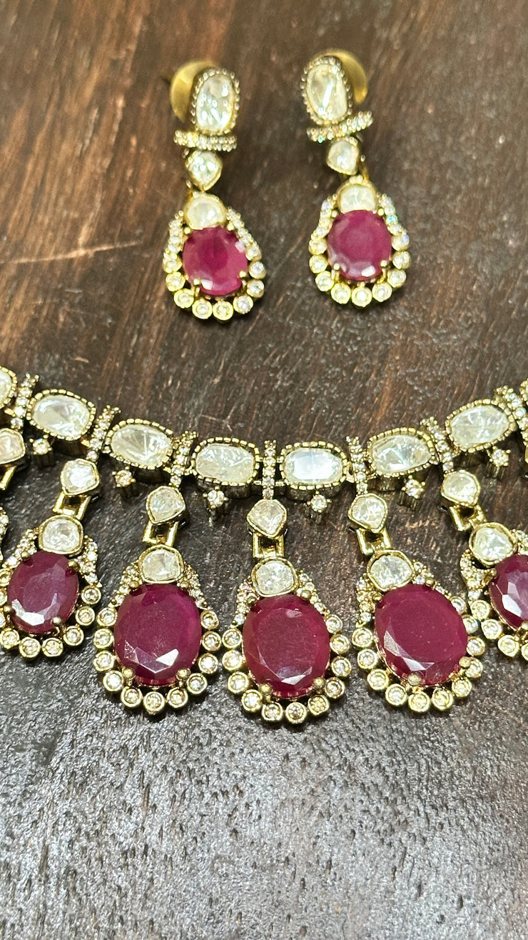 Necklace with moissanite stone, with earring