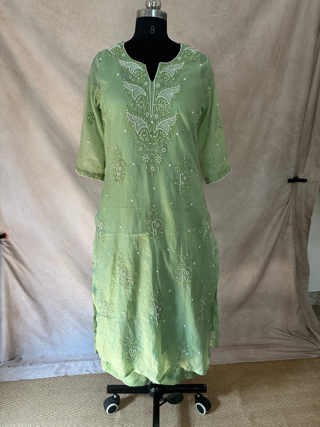 Designer Chikankari kurti with bottom and dupatta