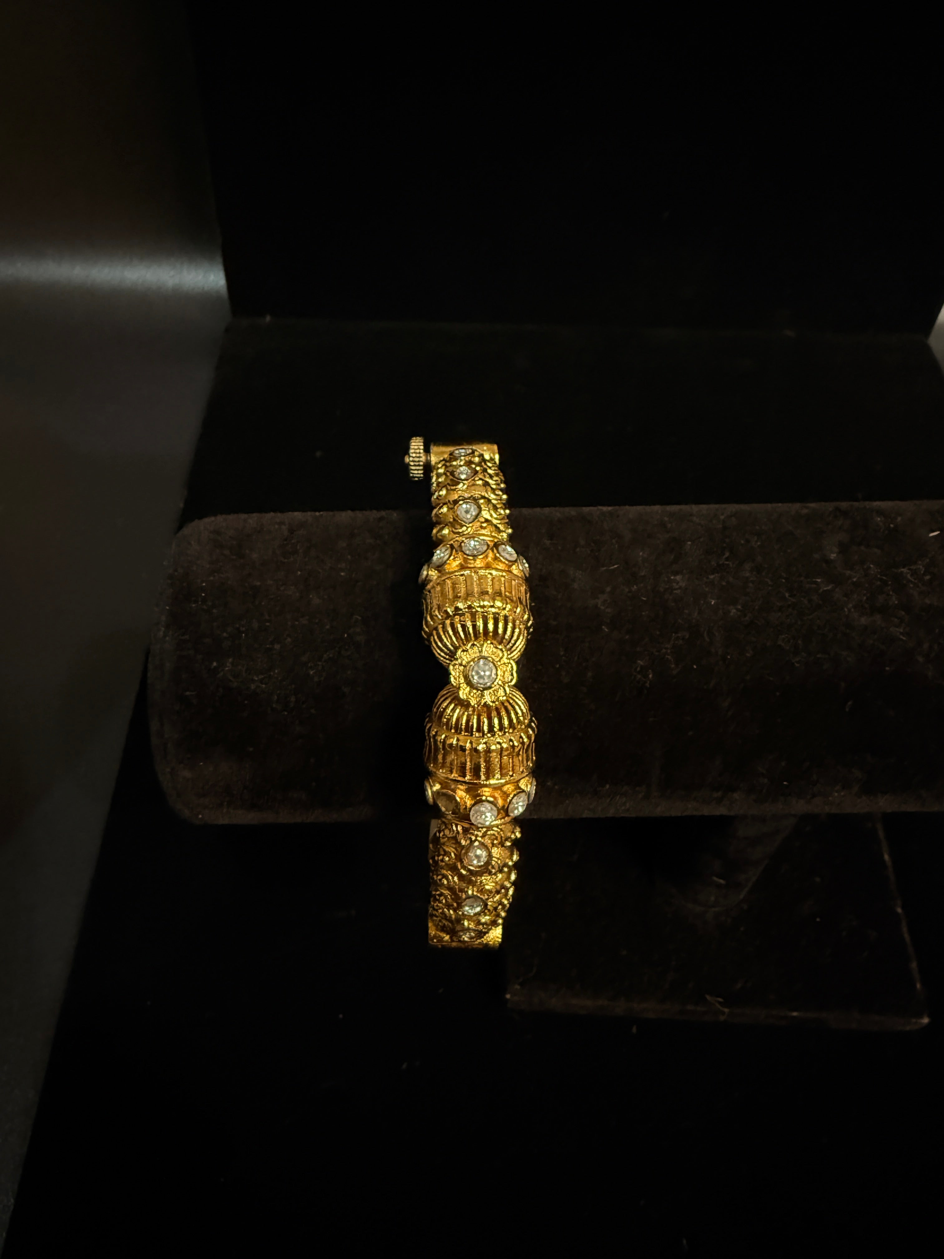 Gold openable kada with white stone (fits 2.6 to 2.10)