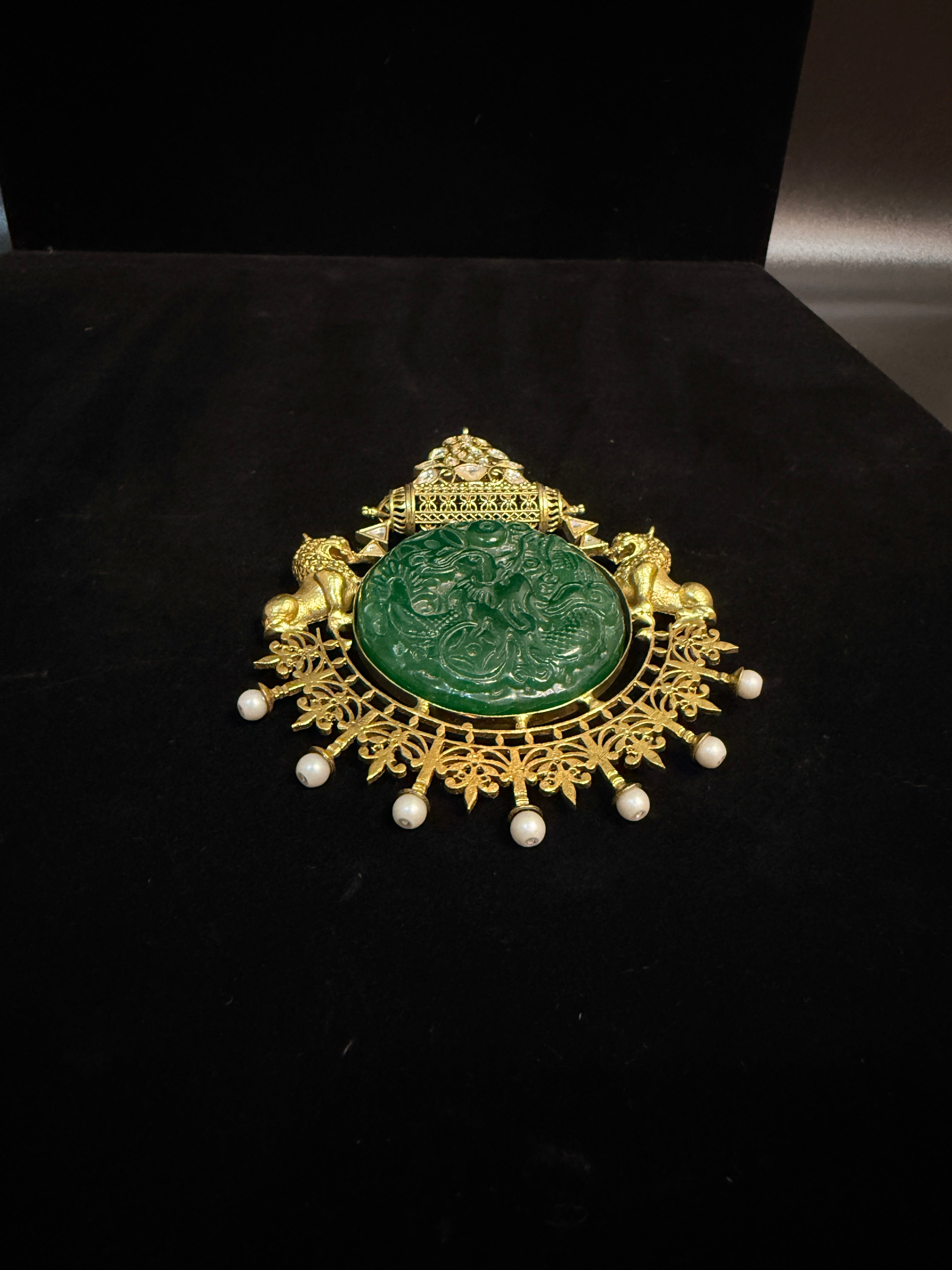 Designer pendent with-carved stone