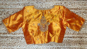 Orange silk blouse with aari work