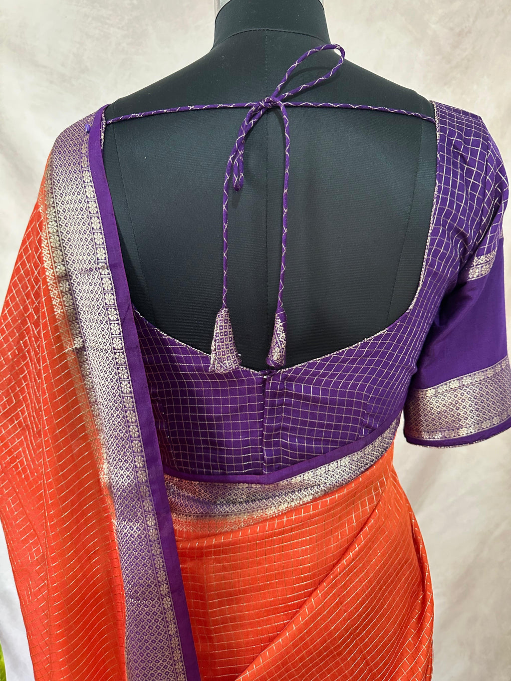 Semi mysore silk saree with stitched blouse