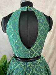 Green Banarsi skirt with crop top