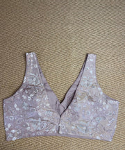 Rose gold tissue silk blouse with bead work