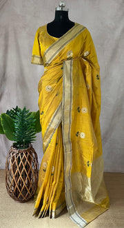 Chandri katan silk saree with stitched blouse