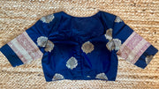Navy blue banarsi brocade blouse
