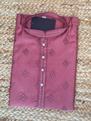 Dark brick red color cotton silk kurta