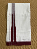 White cotton dhothi with maroon border