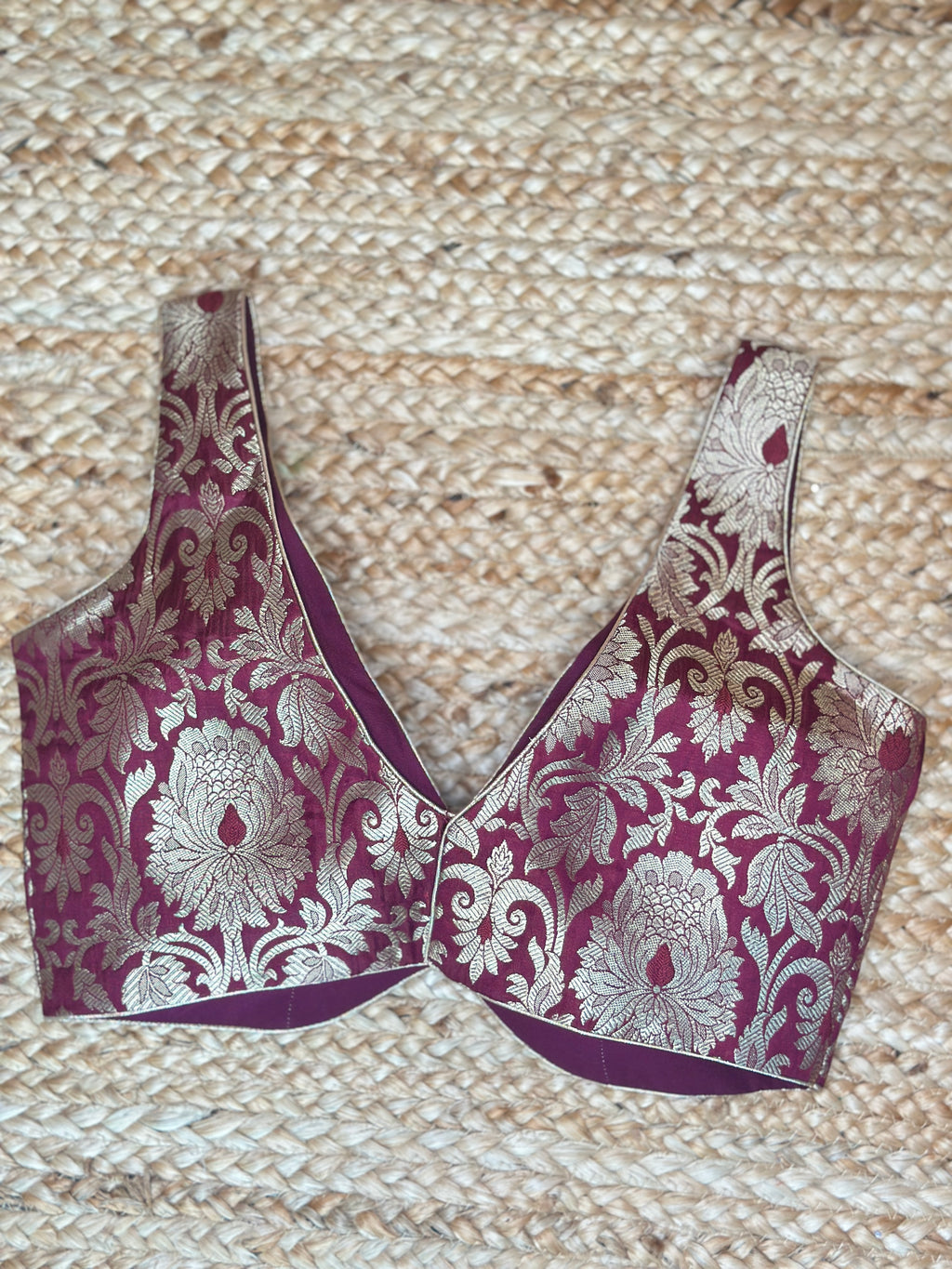 Wine brocade blouse