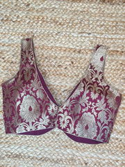 Wine brocade blouse