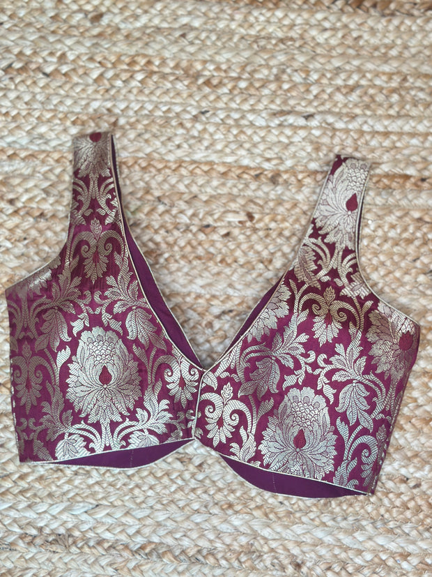 Wine brocade blouse