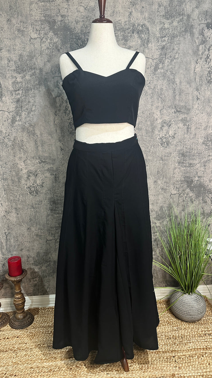 Black beaded kaftan with flared palazzo