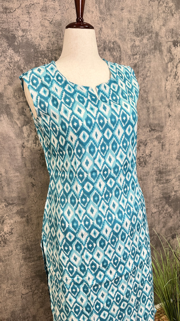 Light blue ikkat print cotton cord set