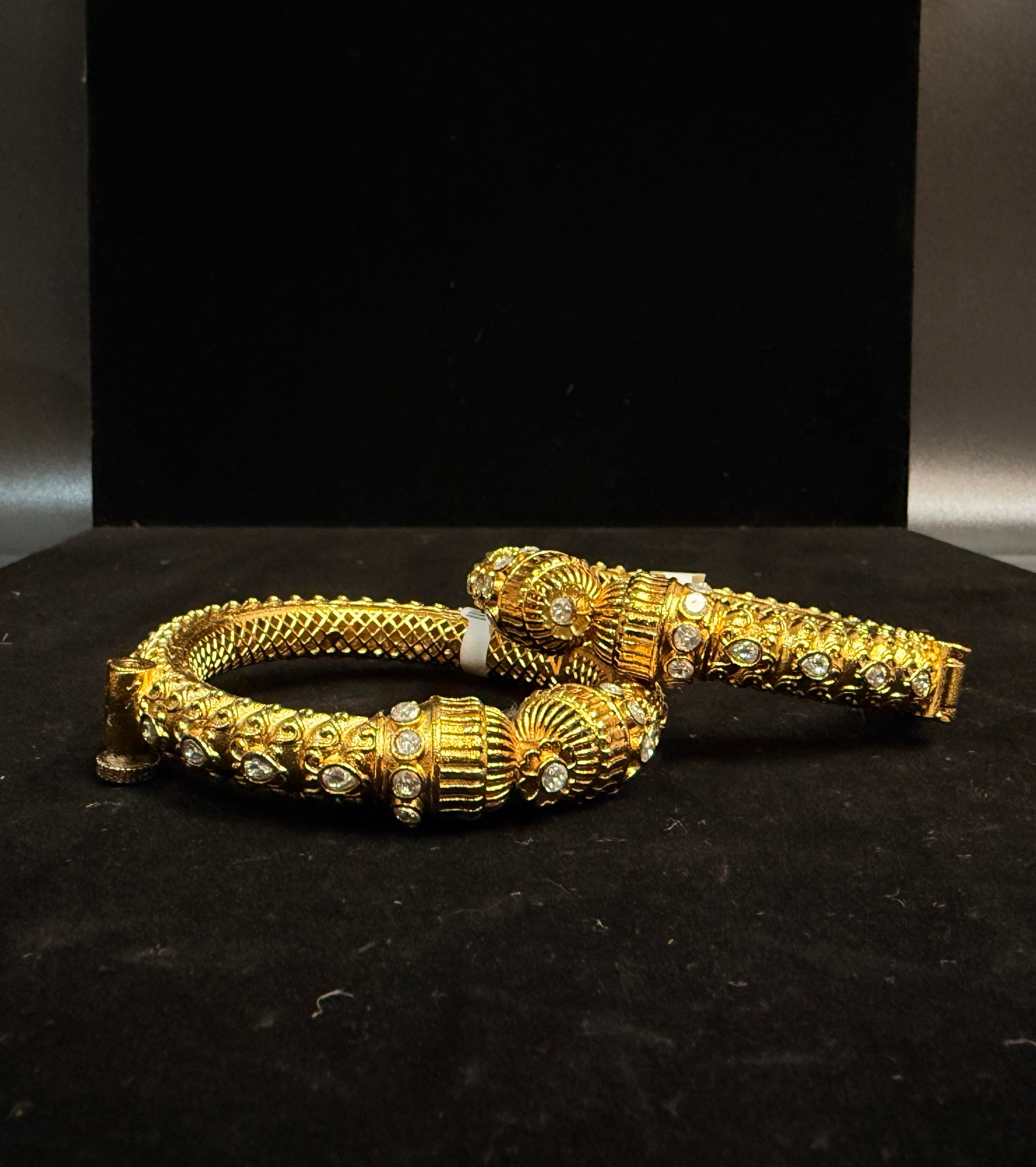 Gold openable kada with white stone (fits 2.6 to 2.10)