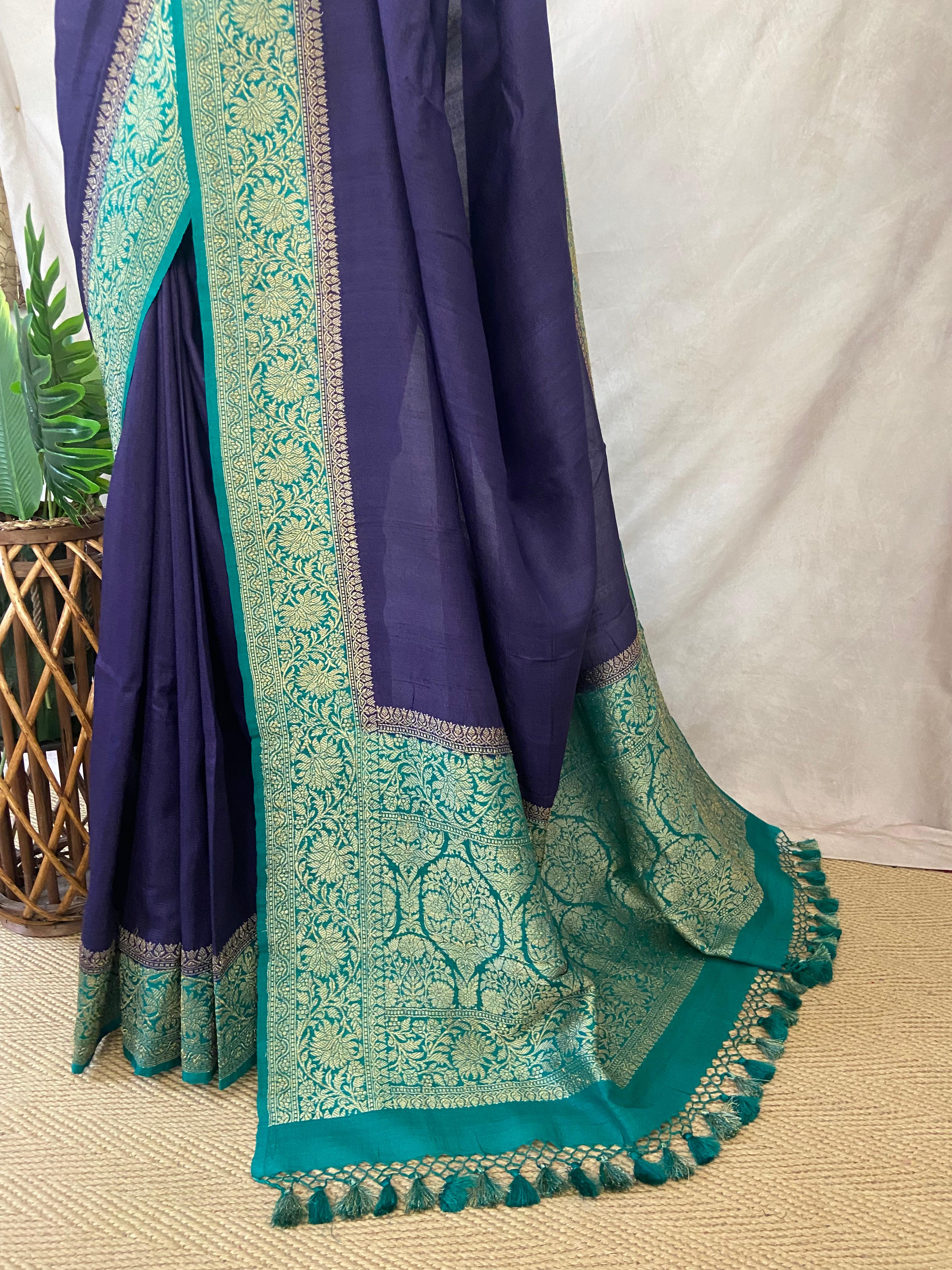 Pure Tussar banarasi saree with stitched blouse