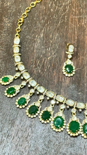 Necklace with moissanite stone, with earring