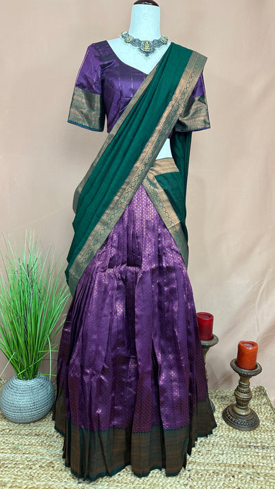 Semi silk brocade dhavani