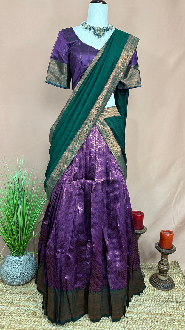 Semi silk brocade dhavani