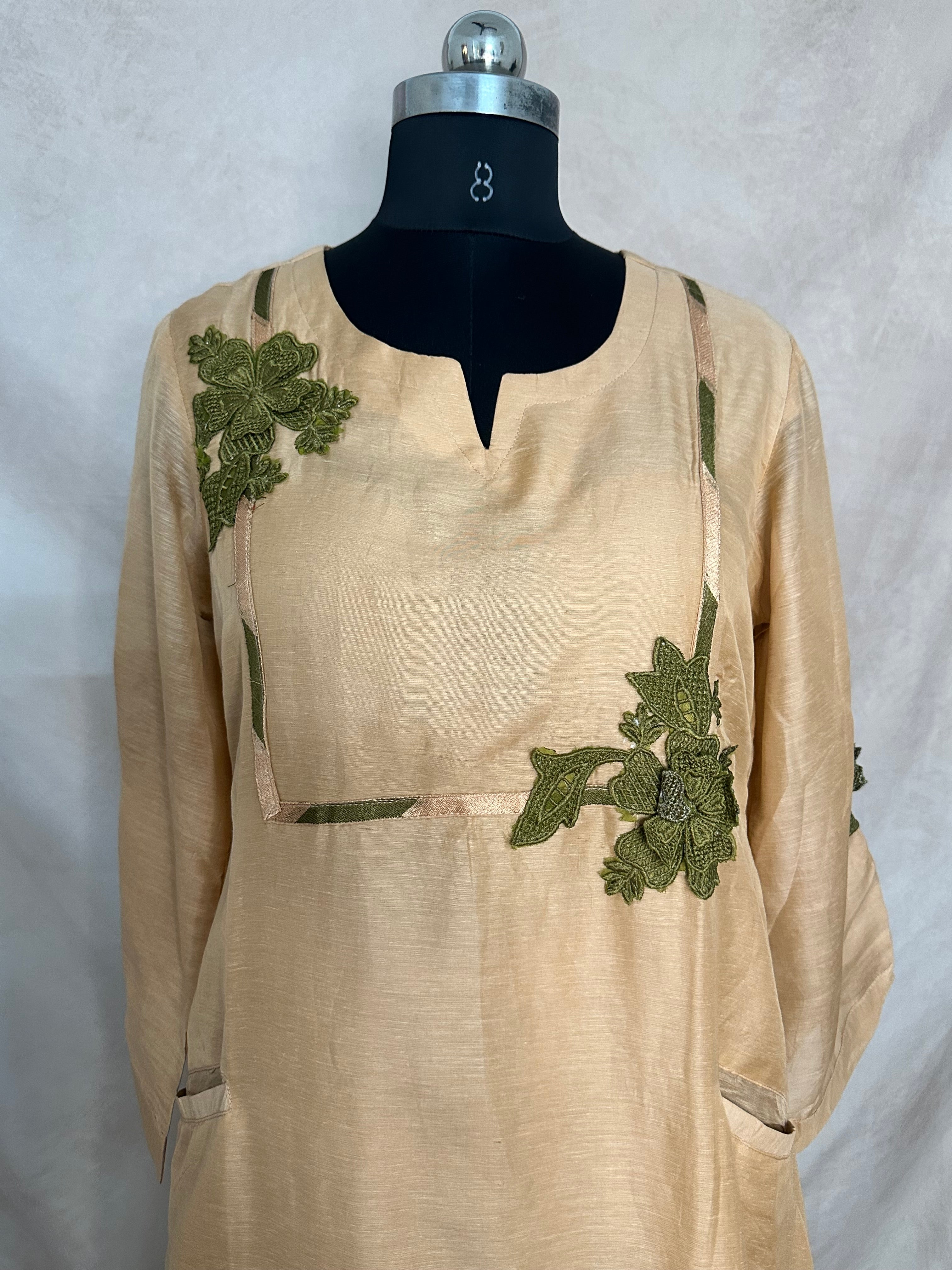 Chanderi silk kurti with bottom and dupatta