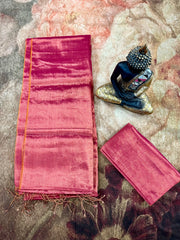 Pink cotton tissue saree , no Blouse piece