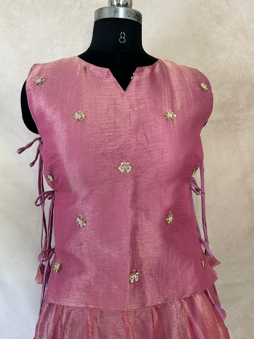 Rose Gold tissue lehanga