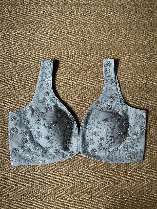 Silver net blouse with work