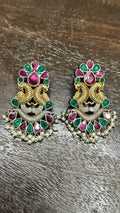 Dual tone Studs with ruby stone
