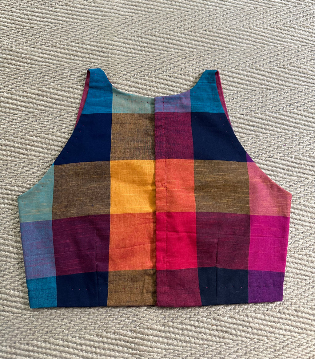 Madrass kattam sleeveless cotton blouse, front open